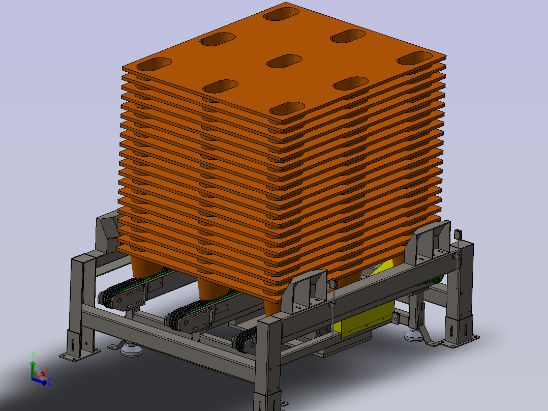 带叉车防撞架的链条输送机主视图