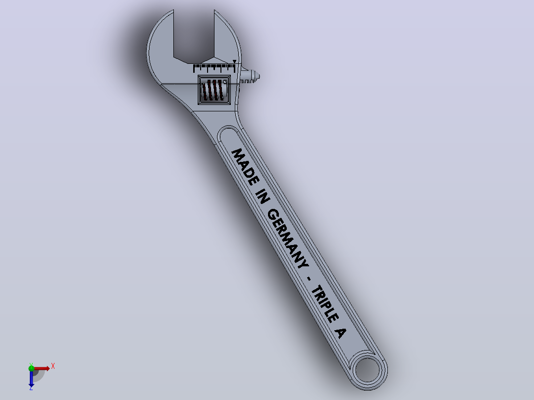 Solidworks的可调扳手俯视图