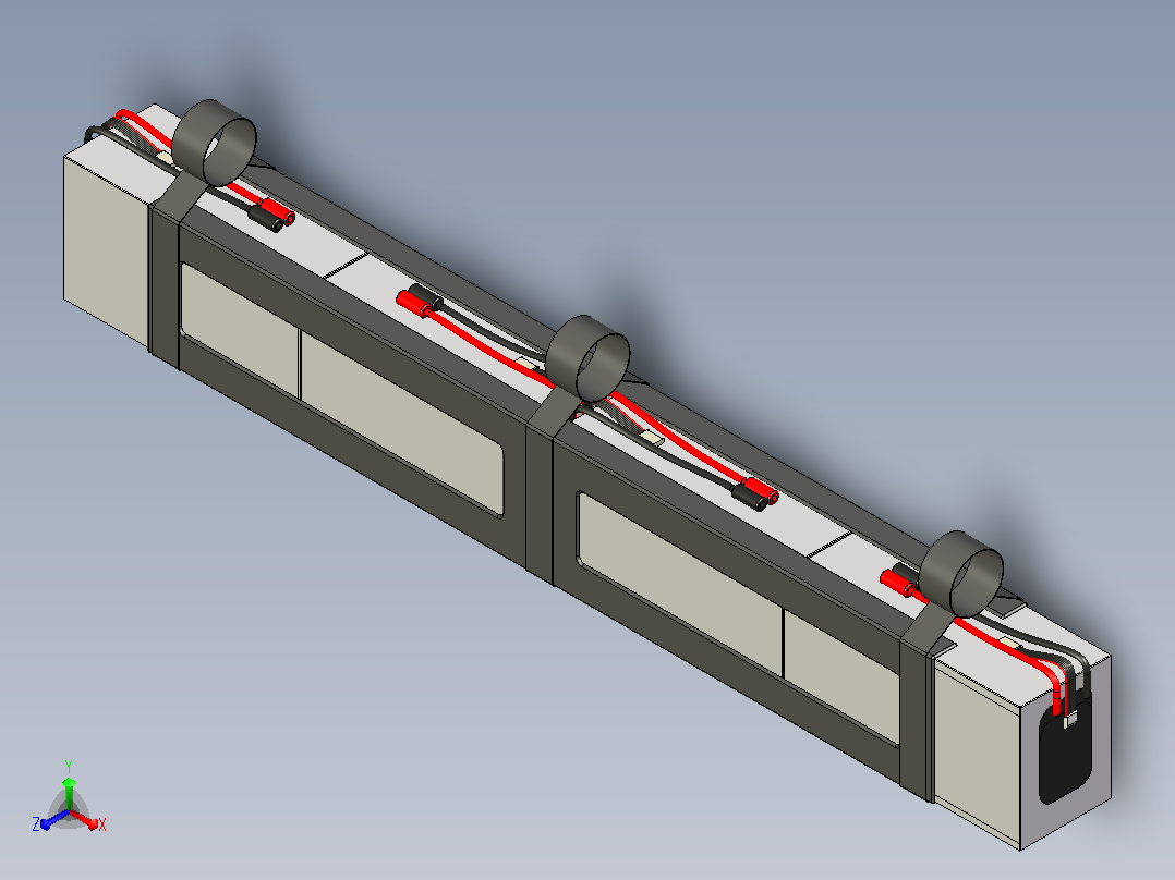 带电池的 VTOL 无人机正等轴测图