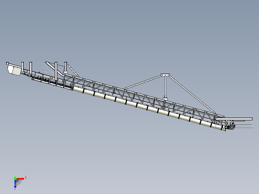 爬坡带式输送机俯视图