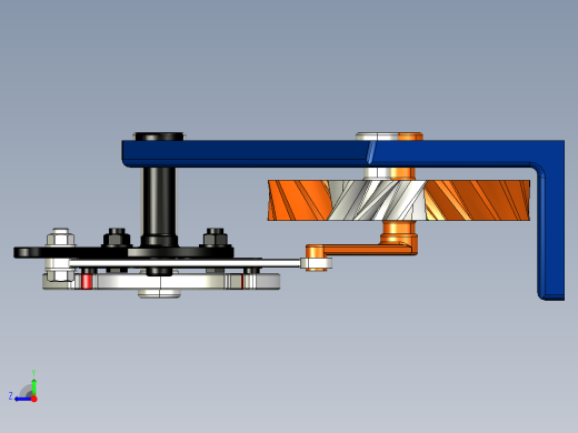 槽轮与螺旋齿轮传动机构右视缩略图