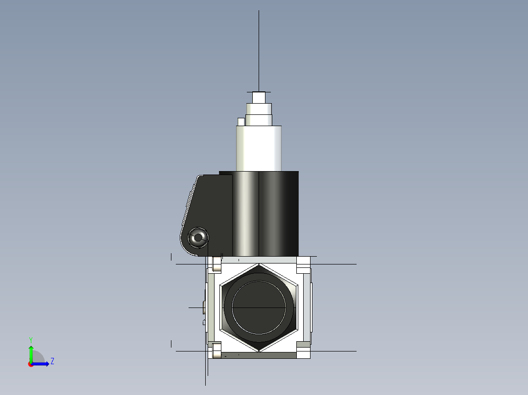 双电磁阀3D模型左视图