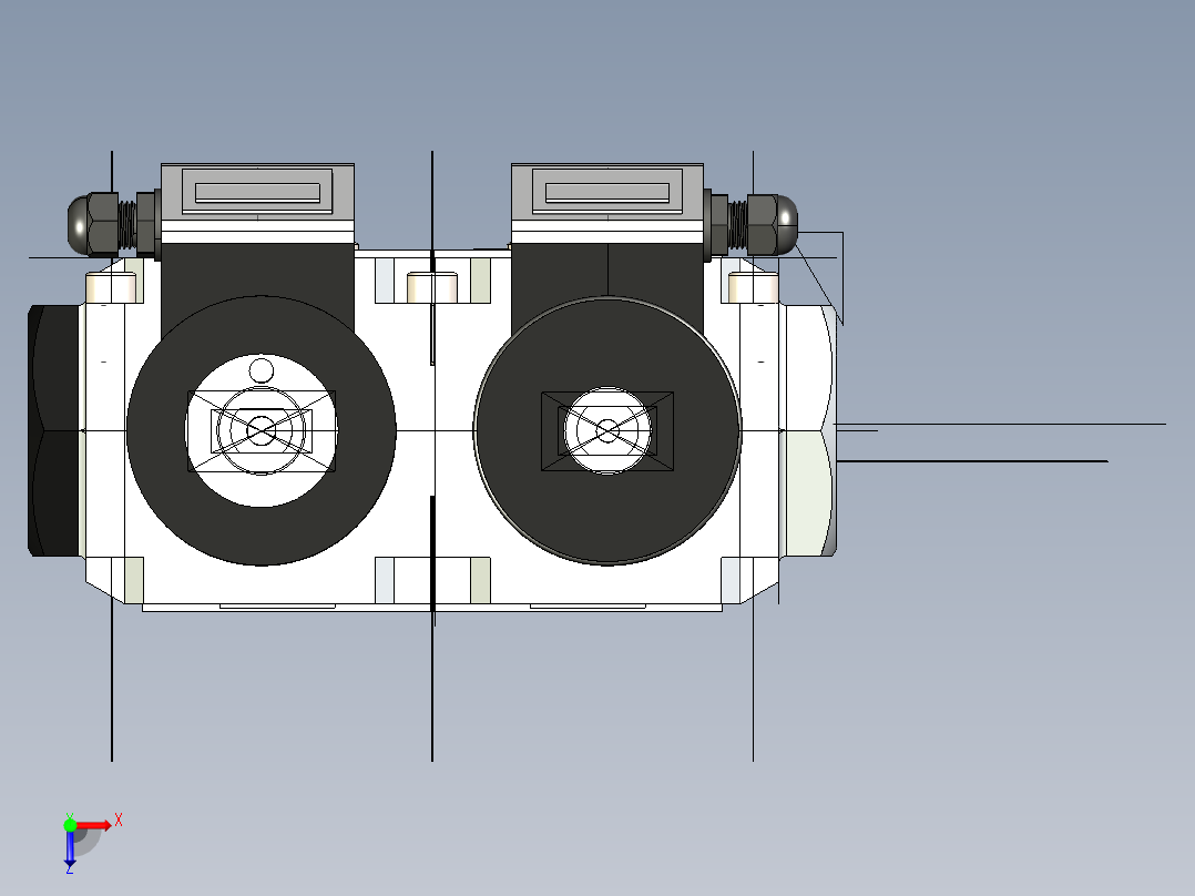 双电磁阀3D模型俯视图