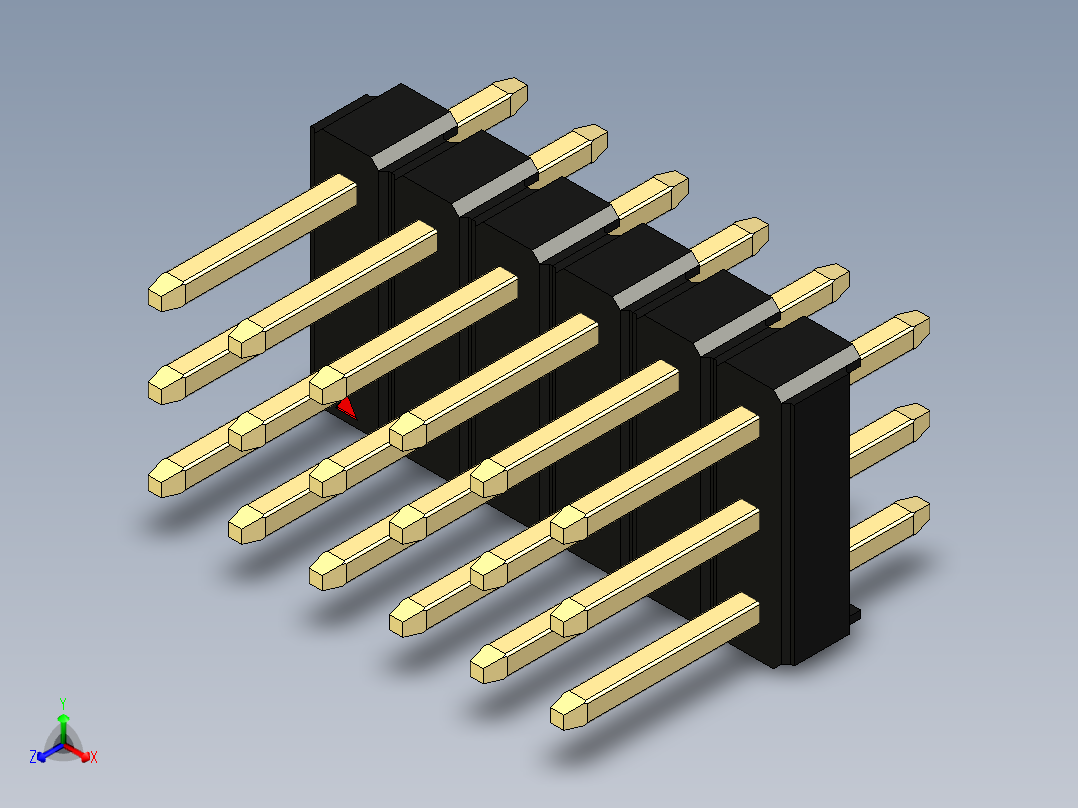 彩色公头100mil（2.54mm）系列-DS1021_black_3x06p_100mil_Type1_rev1.0主视图