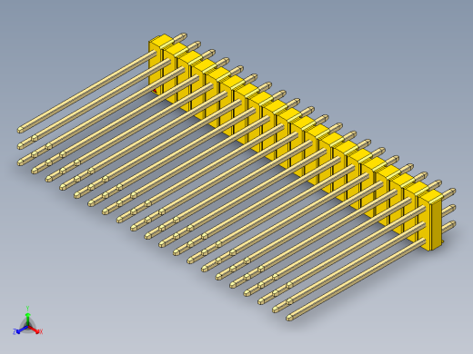 彩色公头100mil（2.54mm）系列-DS1021_yellow_3x20p_100mil_Type43_rev1.0正等轴测缩略图