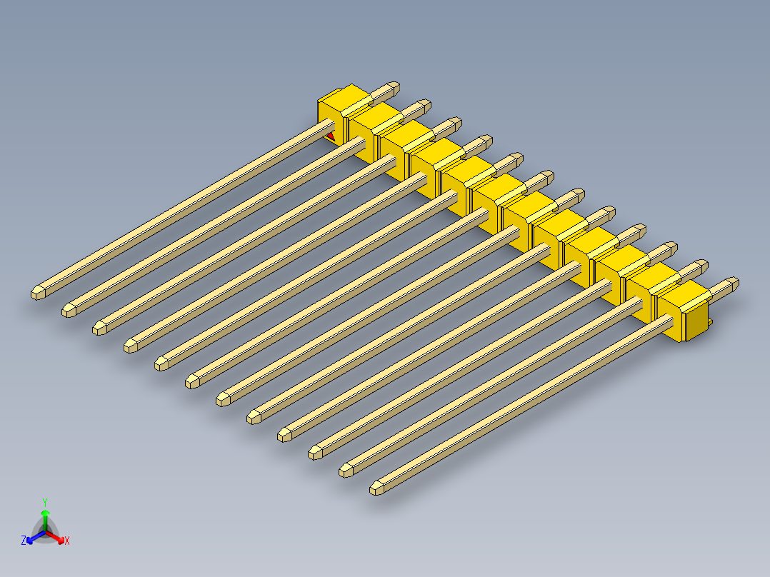 彩色公头100mil（2.54mm）系列-DS1021_yellow_1x12p_100mil_Type43_rev1.0主视图