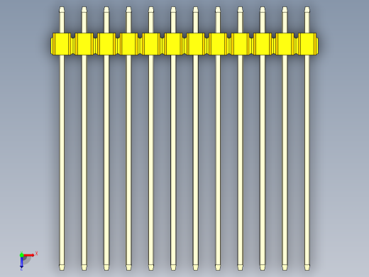 彩色公头100mil（2.54mm）系列-DS1021_yellow_1x12p_100mil_Type43_rev1.0俯视缩略图