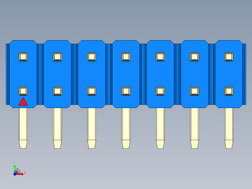 彩色公排针 100mil 2.54mm 系列-DS1022_blue_2x07p_100mil_TypeD_rev1.0前视缩略图