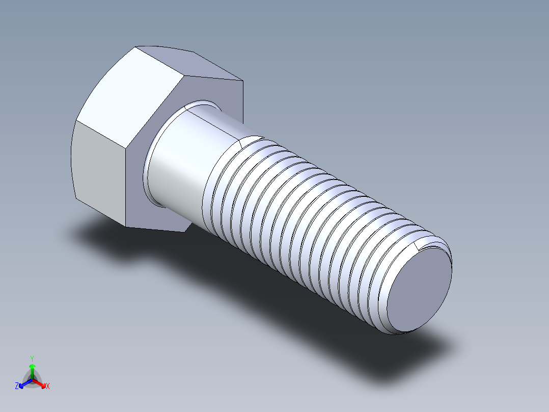 UNC 六角螺栓-Hex Bolt 1.000-8 x 3正等轴测图