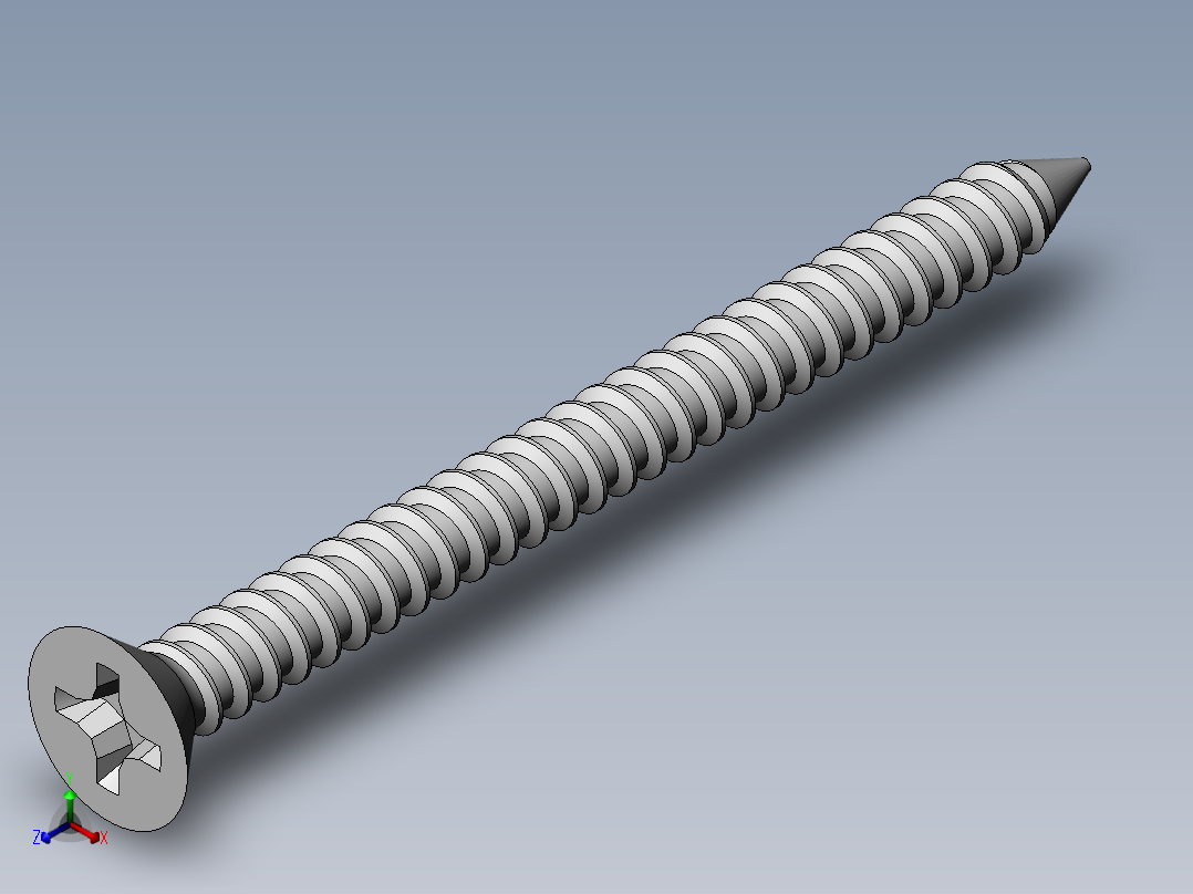 m3-13-to-40-沉头自攻螺丝-Screw M3 x 35 for Wood.SLDPRT正等轴测图