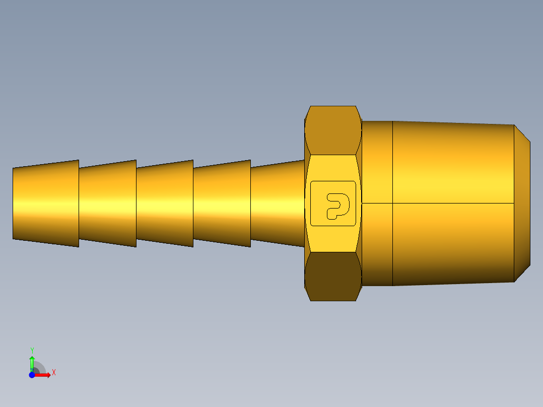 倒齿式工业管接头Hose Barb to Male Pipe 125HBL-4-4前视图