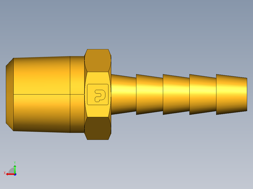 倒齿式工业管接头Hose Barb to Male Pipe 125HBL-4-4后视图