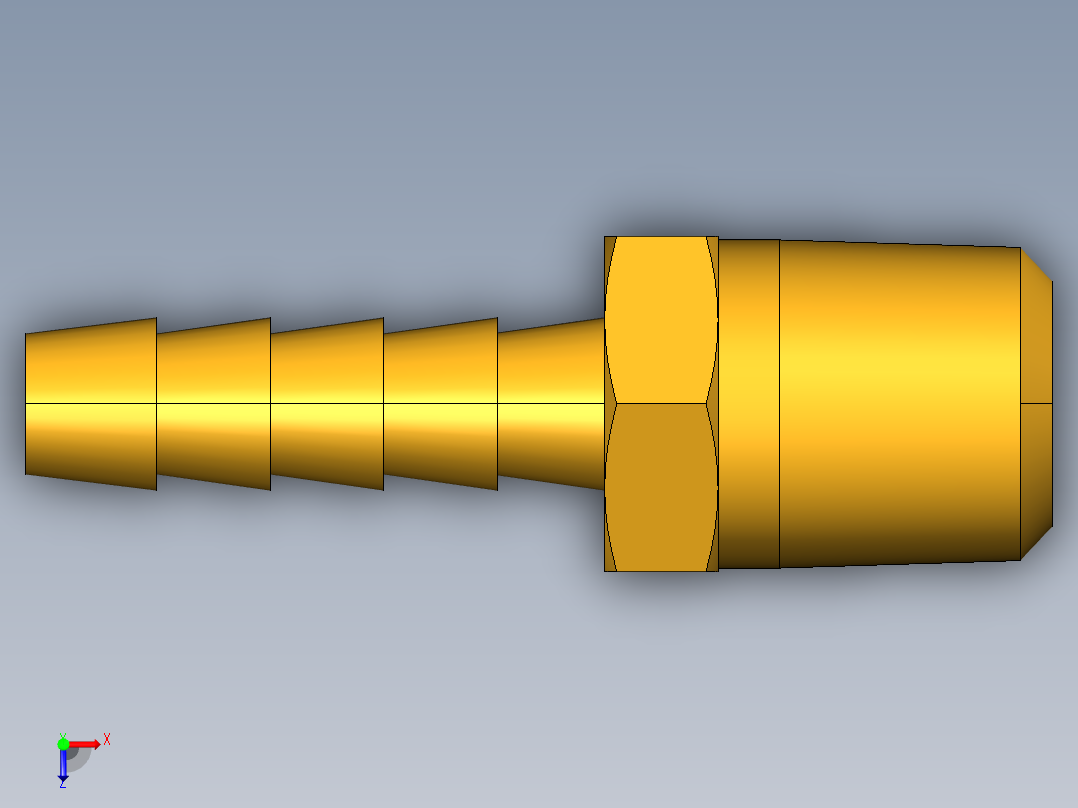 倒齿式工业管接头Hose Barb to Male Pipe 125HBL-4-4俯视图