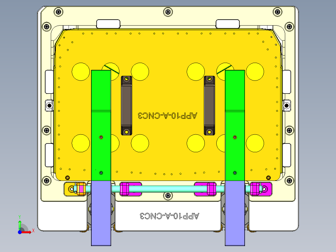 app10_lcd_cover_al-笔记本CNC工装夹具三维模型CNC3前视图