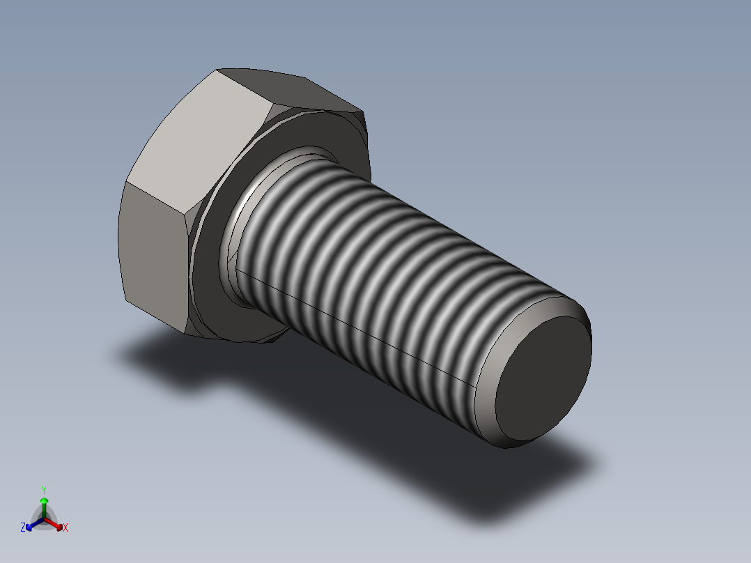 GB／T5781-2000六角头螺栓全螺纹C级(M27)×60正等轴测图
