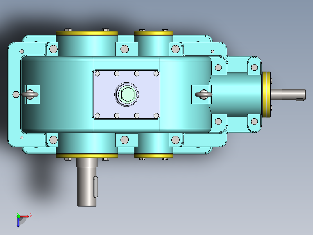 圆锥-圆柱减速器俯视图