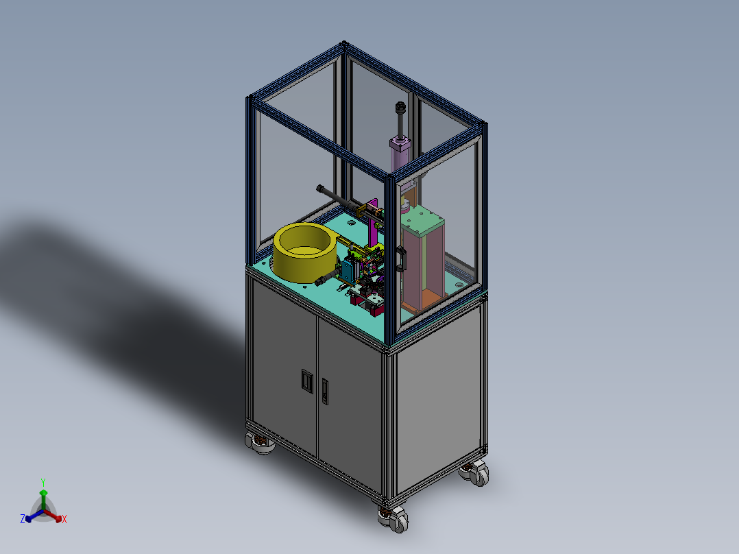 转子硅钢片磁铁钢套压装机正等轴测图