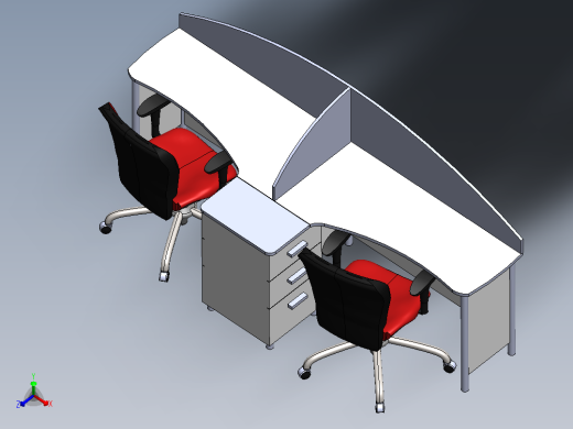 Solidworks办公室2人办公桌
