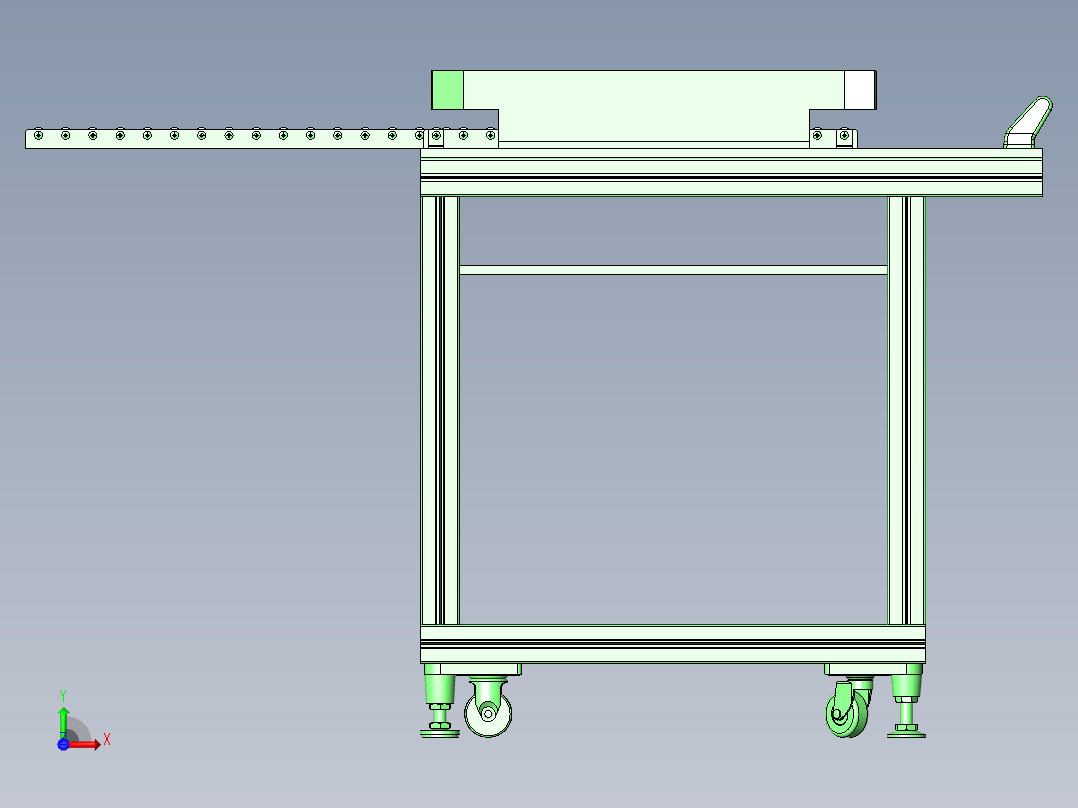 解除止回组件的远距离把手操作机构前视图