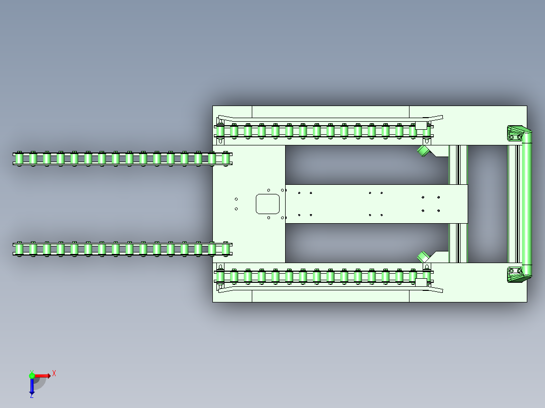 解除止回组件的远距离把手操作机构俯视图