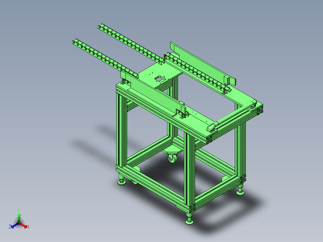 解除止回组件的远距离把手操作机构正等轴测图