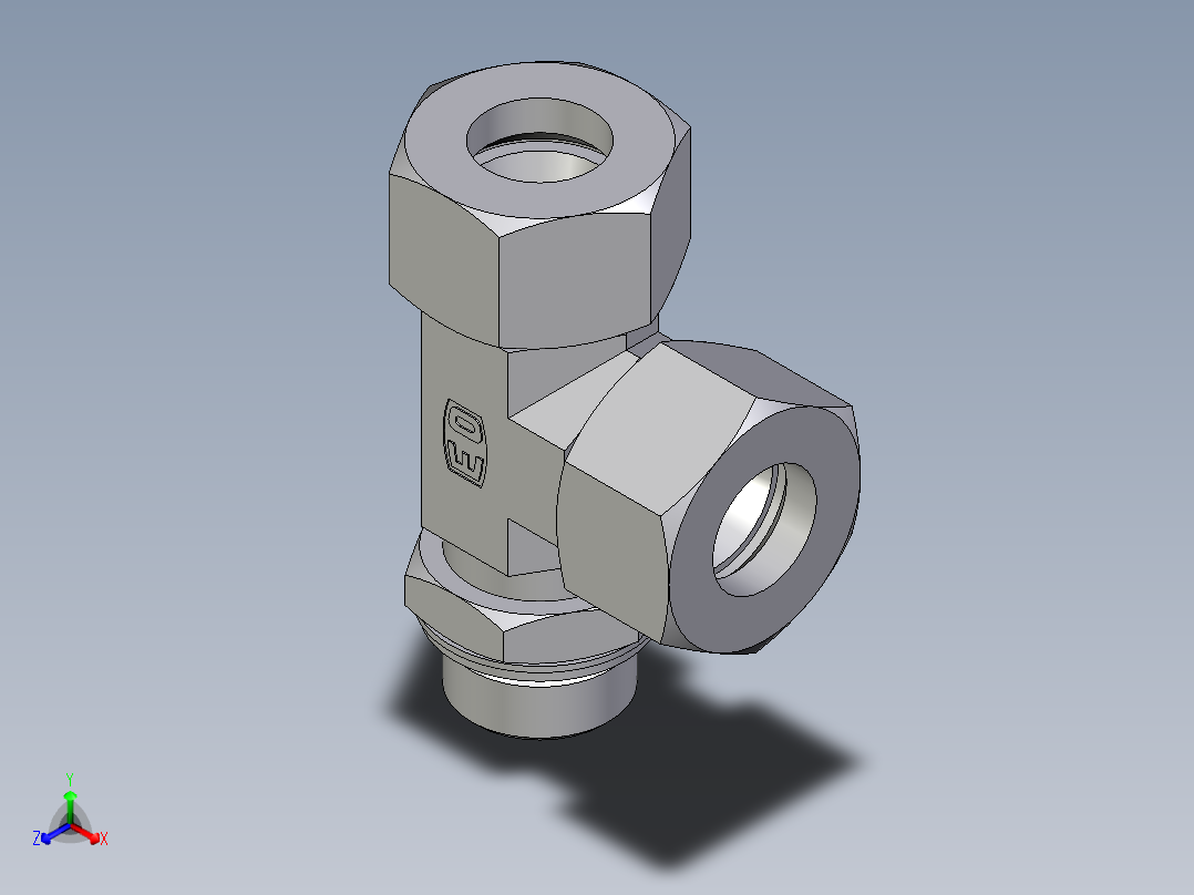卡套式工业通用硬管接头EO_Adjustable_locknut_run_tee_LEE25SMCF主视图