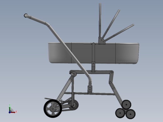 多功能婴儿护理车设计-多功能婴儿推车SW三维模型+5张CAD图纸说明书+仿真视频前视缩略图