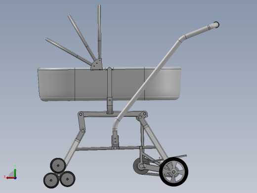 多功能婴儿护理车设计-多功能婴儿推车SW三维模型+5张CAD图纸说明书+仿真视频后视缩略图
