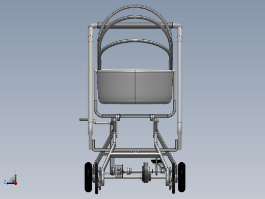 多功能婴儿护理车设计-多功能婴儿推车SW三维模型+5张CAD图纸说明书+仿真视频右视缩略图
