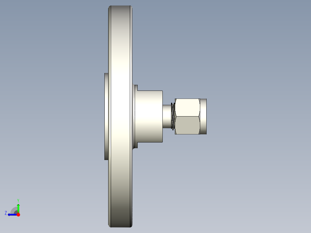 不锈钢ANSI法兰适配器，1-4英寸右视图