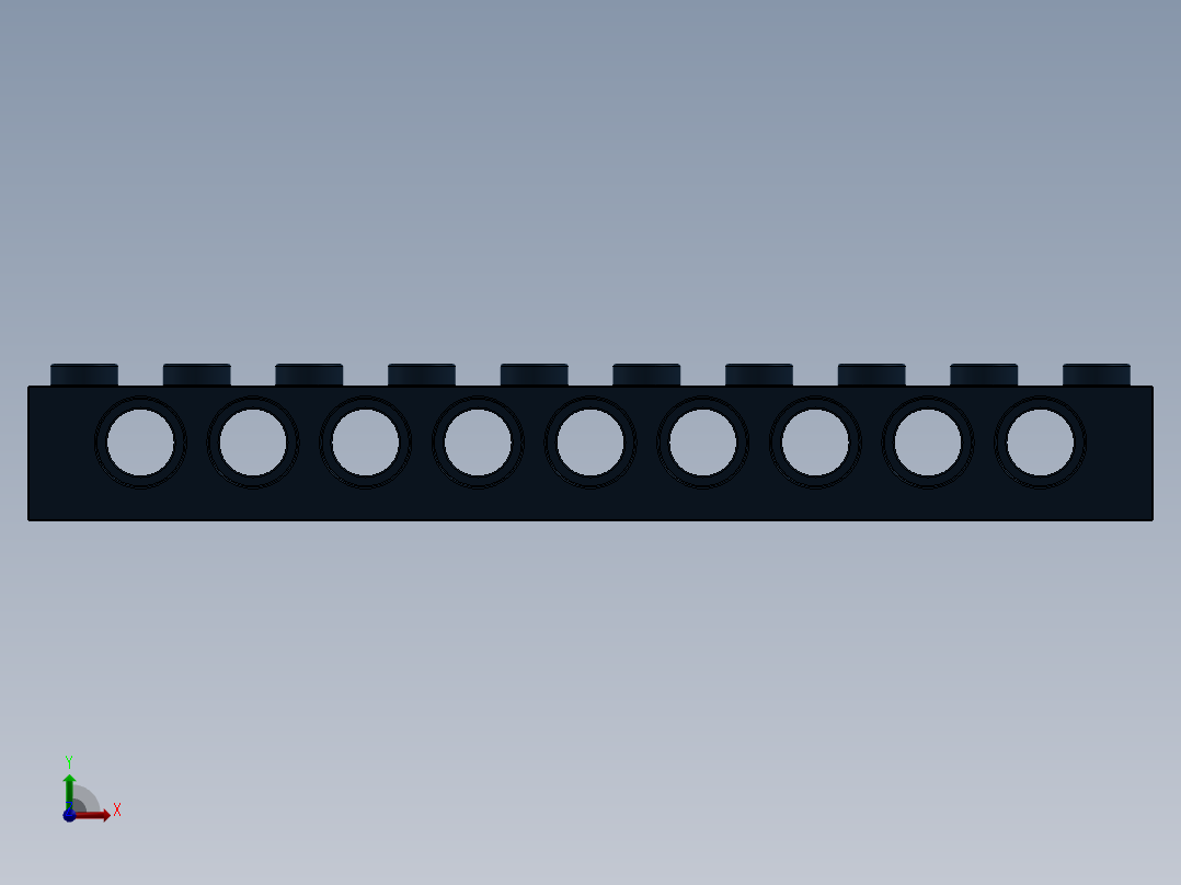 乐高机械组积木（横梁）-4274539 - 2730 Earth Blue Technic Brick 1 x 10 with Holes前视图