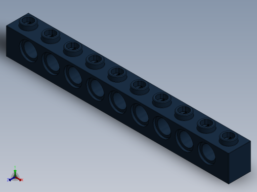 乐高机械组积木（横梁）-4274539 - 2730 Earth Blue Technic Brick 1 x 10 with Holes正等轴测缩略图