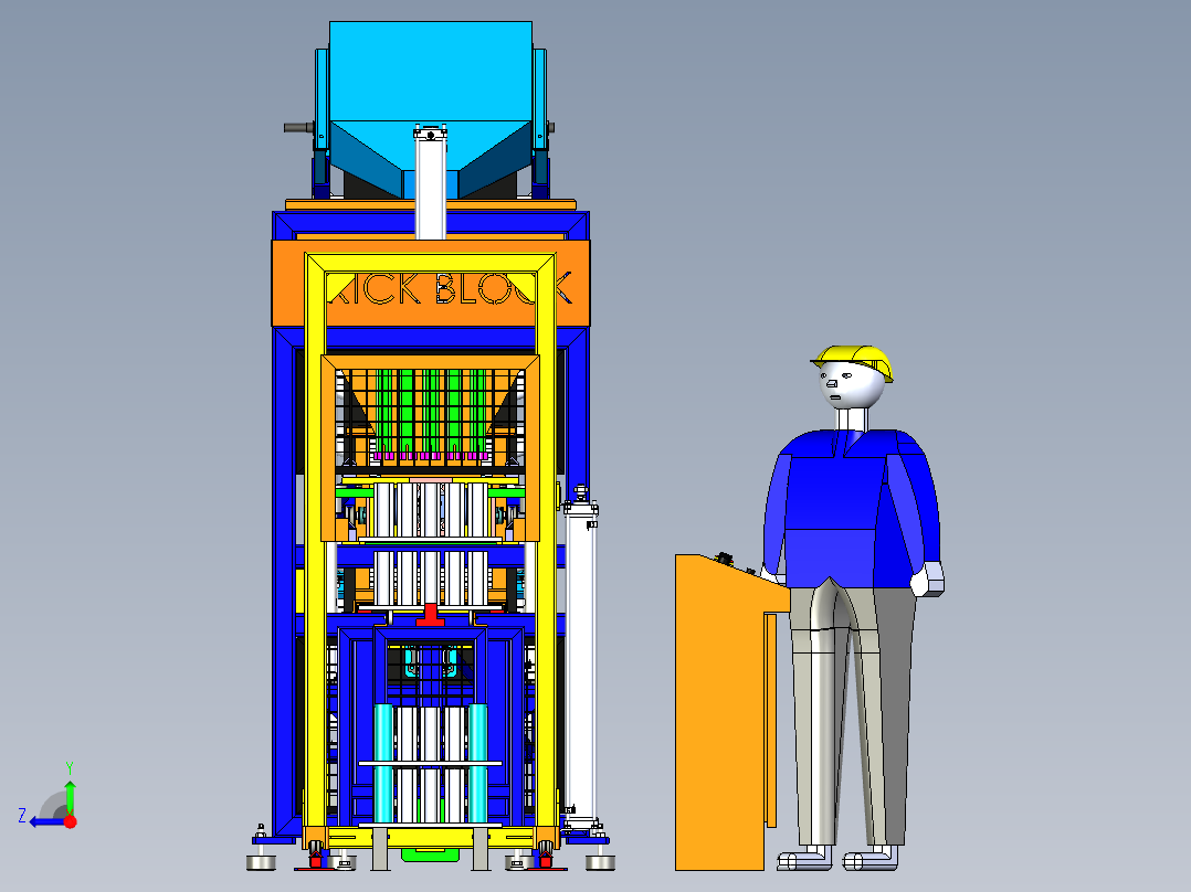 自动砌砖机3D图纸右视图