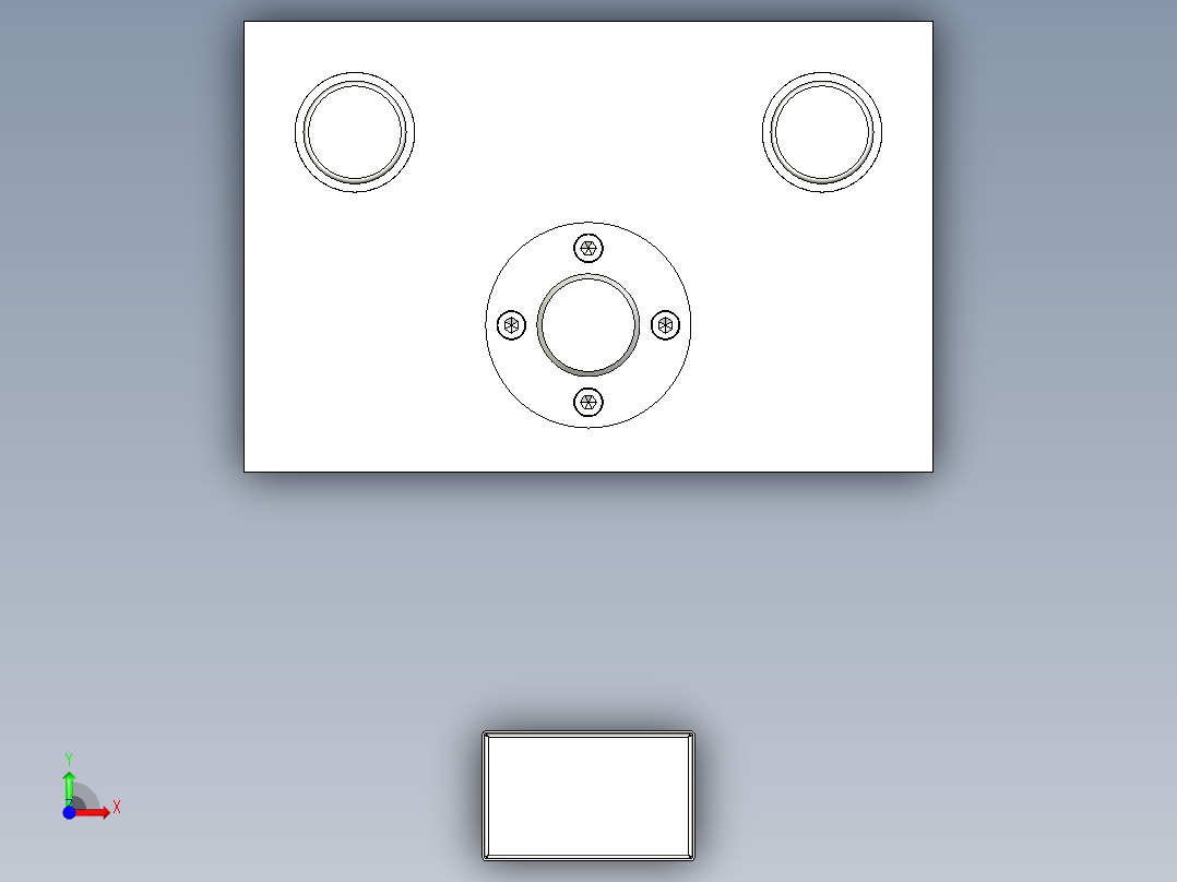 方盒剖切模前视图