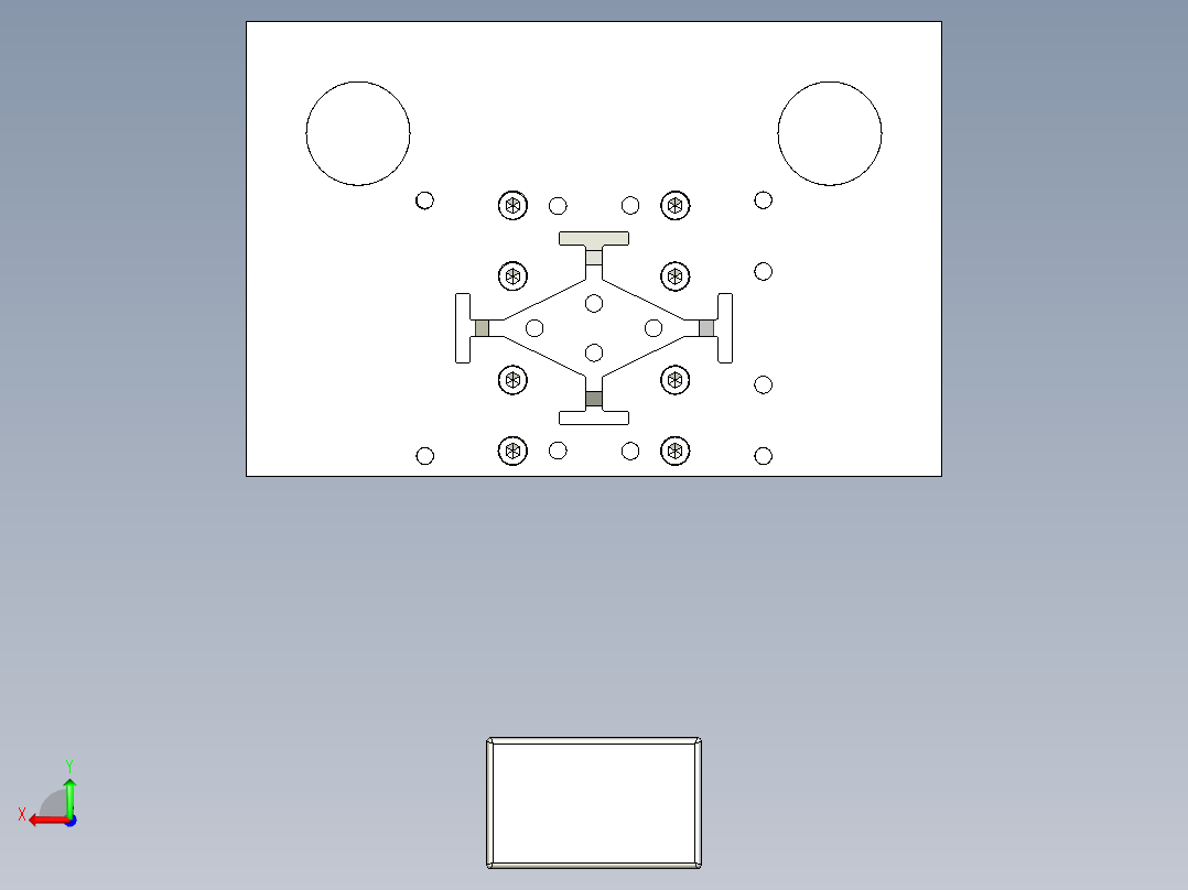 方盒剖切模后视图