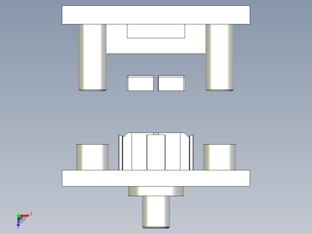 方盒剖切模俯视图