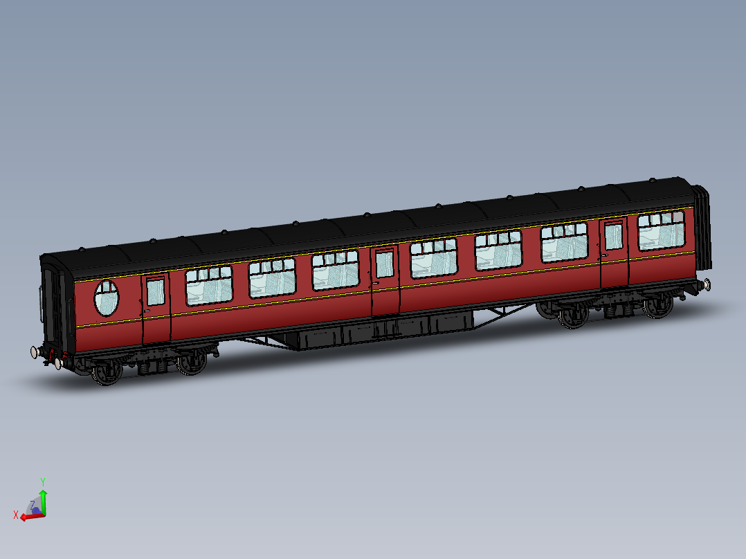 火车机车列车passenger-coach-1831-模型格式为 stp sw