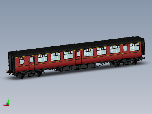 火车机车列车passenger-coach-1831-模型格式为 stp sw