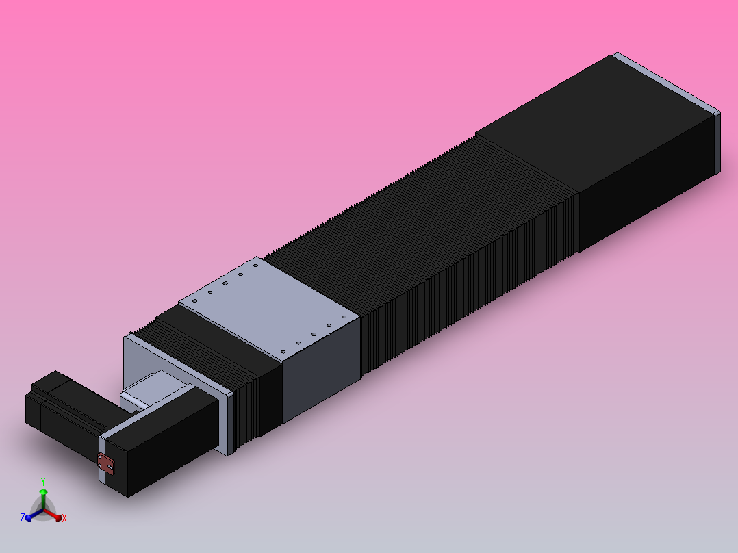 直线模组DMBF135-LBCR（电机左后折）[DMBF135-L45S500-DT400-A2U-LBCR]正等轴测图