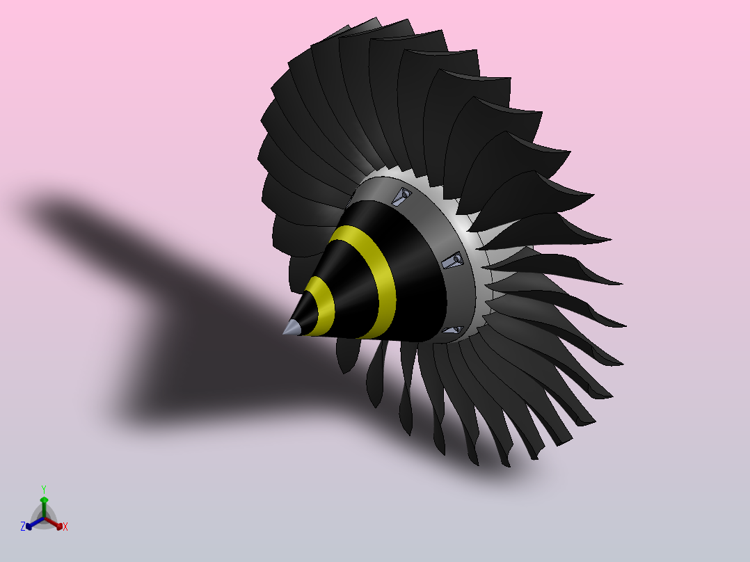 GE-CFM65涡轮风扇发动机的风扇叶片主视图