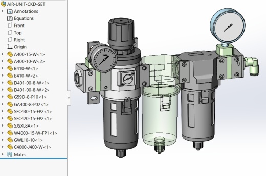 Regulator调节器组件（CKD.JP）3D图纸+STEP格式缩略图