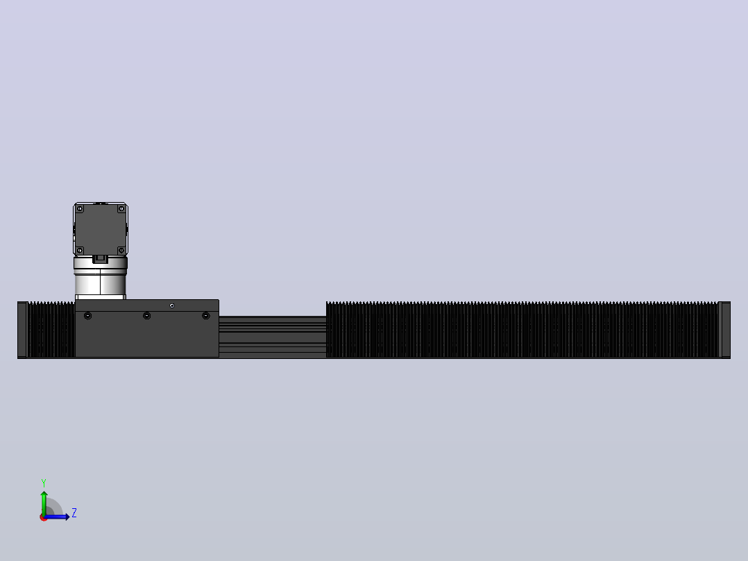 DMG135-LCR齿轮齿条模组直线滑台（电机左折）[DMG135-L11S500-DT400-A2D-LCR-P7]左视图