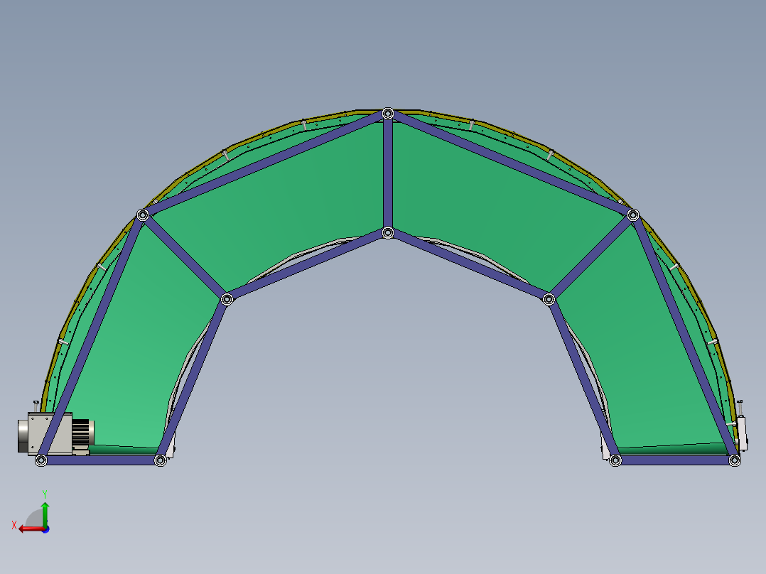 H828 180度转角皮带输送线转弯线图纸后视图
