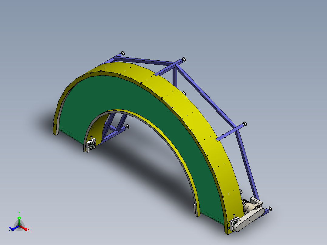 H828 180度转角皮带输送线转弯线图纸正等轴测图
