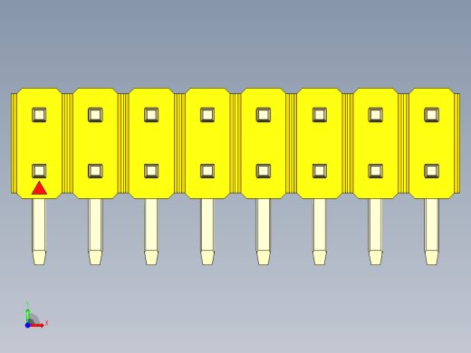彩色公排针 100mil 2.54mm 系列-DS1022_yellow_2x08p_100mil_TypeD_rev1.0前视缩略图