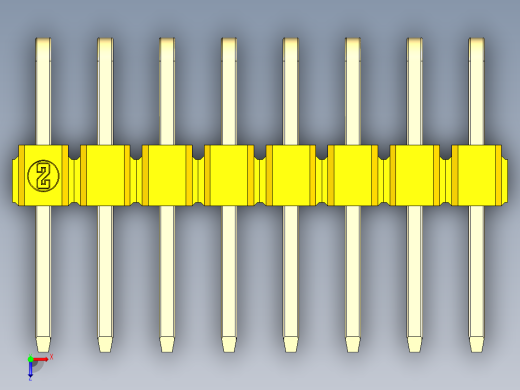 彩色公排针 100mil 2.54mm 系列-DS1022_yellow_2x08p_100mil_TypeD_rev1.0俯视缩略图