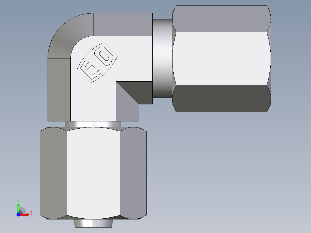 卡套式工业通用硬管接头EO_Swivel_nut_elbow_EW06ZLCF前视图