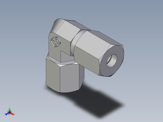 卡套式工业通用硬管接头EO_Swivel_nut_elbow_EW06ZLCF正等轴测缩略图
