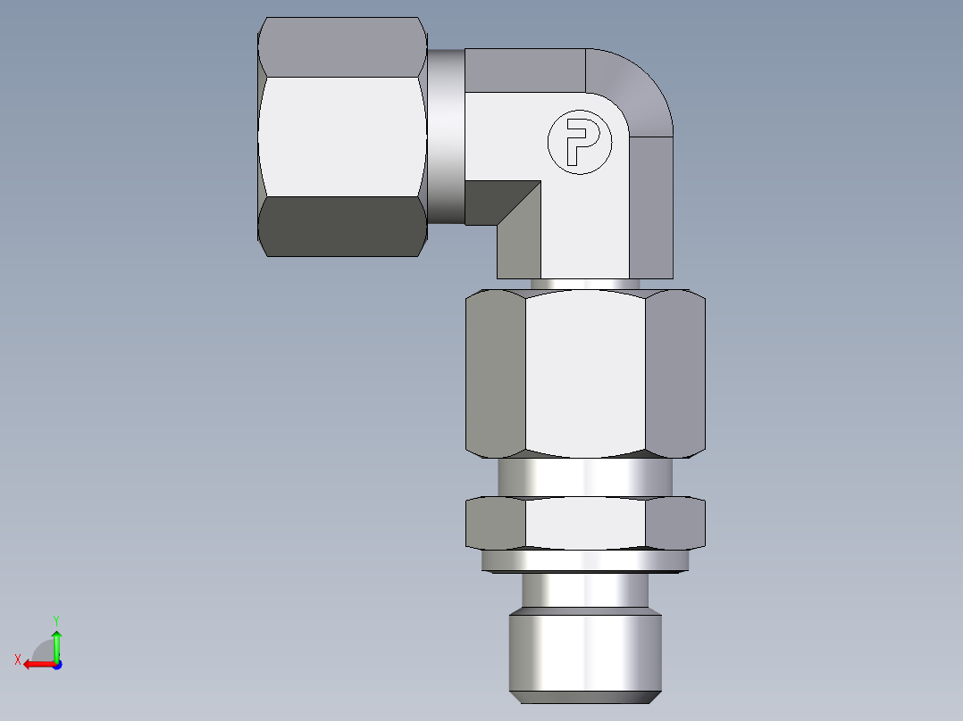 卡套式工业通用硬管接头EO_Assembled_adjustable_standpipe_elbow_EVW10LM71后视图