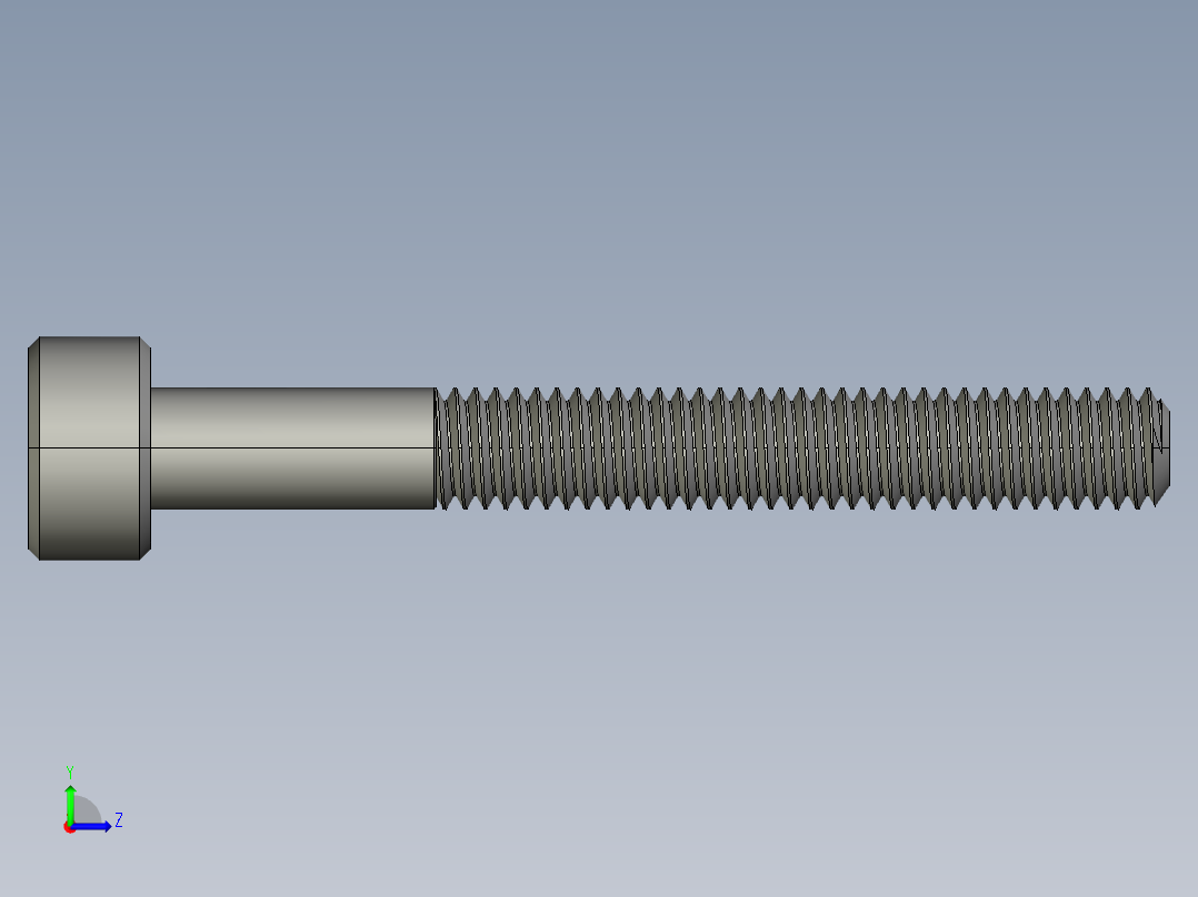 M3 x 0.5mm Thread 25mm LONG SOCKET HEAD CAP SCREW.STEP左视图